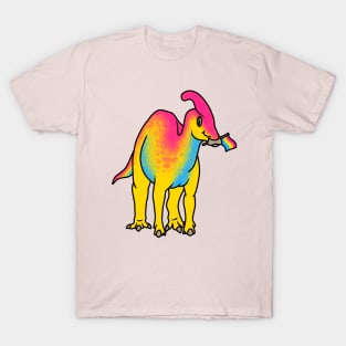 PANasaurolophus Prideosaur - Pride Month Pansexual Flag Dinosaur T-Shirt